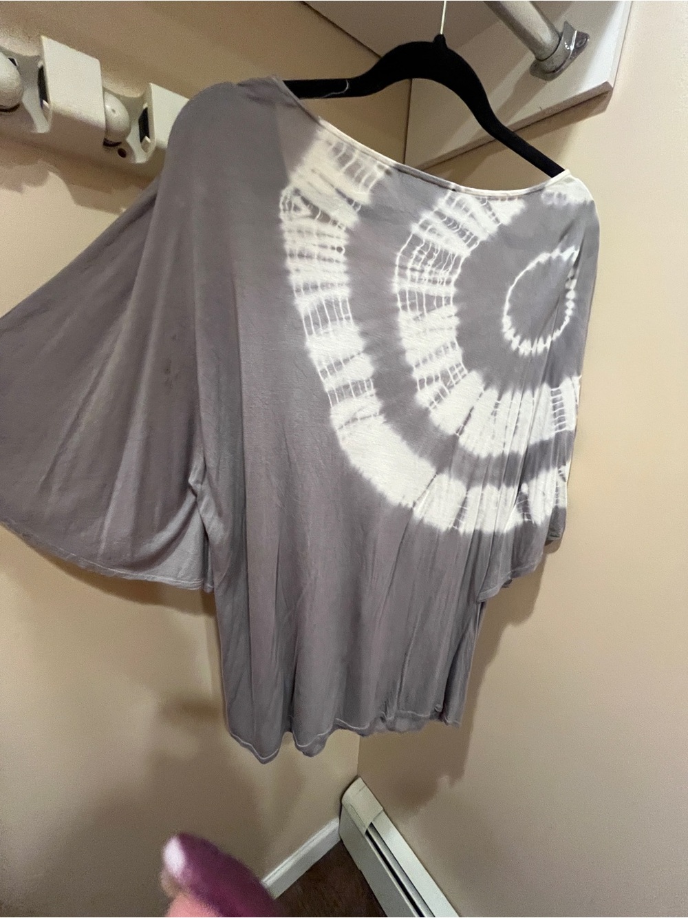 INC International Concepts Gray and White Tie-Dye Boatneck Tunic